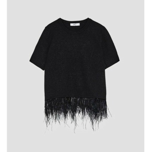 Zara Feather trim tee - Picture 1 of 4